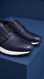 The Obsidian Navy Python Leather Men Sneaker