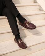 The Pisa Burgundy Leather Bit Drive Loafer Men Shoe