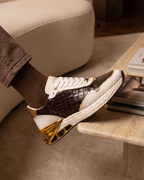 The Bellagio White & Gold Leather Men Sneaker