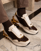 The Bellagio White & Gold Leather Men Sneaker