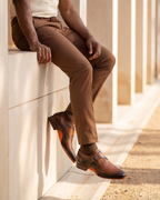 The Rolls  Woven Tan Leather Single Monk Strap  Handmade Men Shoe