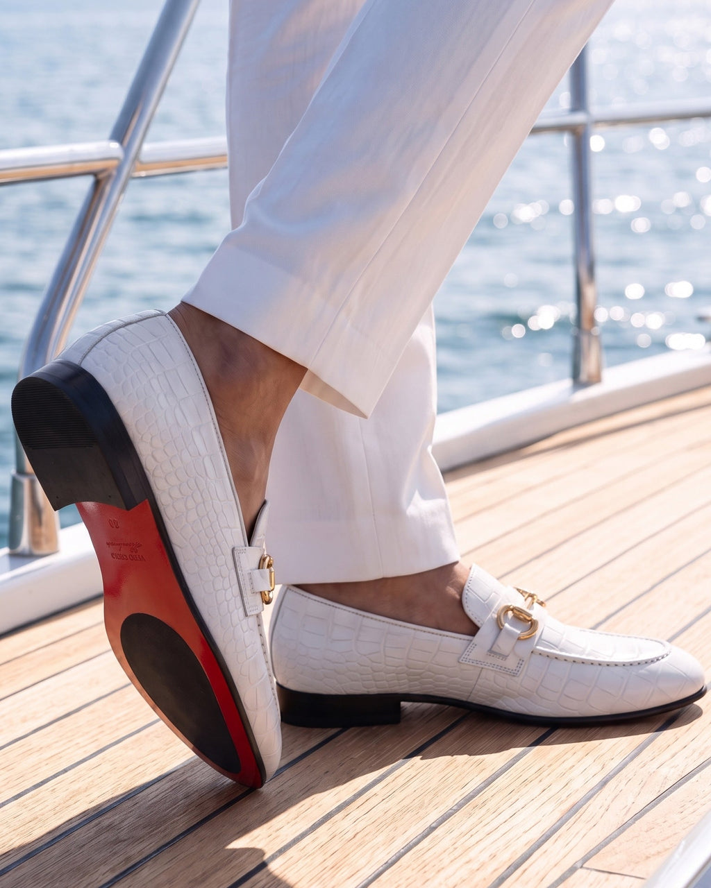 The Monaco White Leather Men Shoe Bit Loafer