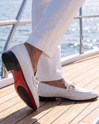 The Monaco White Leather Men Shoe Bit Loafer