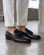 The Bethesda Black Pyhtn Skin Leather Tassel Loafer Men  Shoe