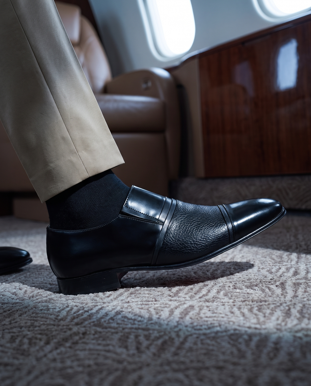 The Everest Black Leather Cap Toe Dress Loafer Men Shoe