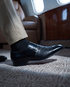 The Everest Black Leather Cap Toe Dress Loafer Men Shoe