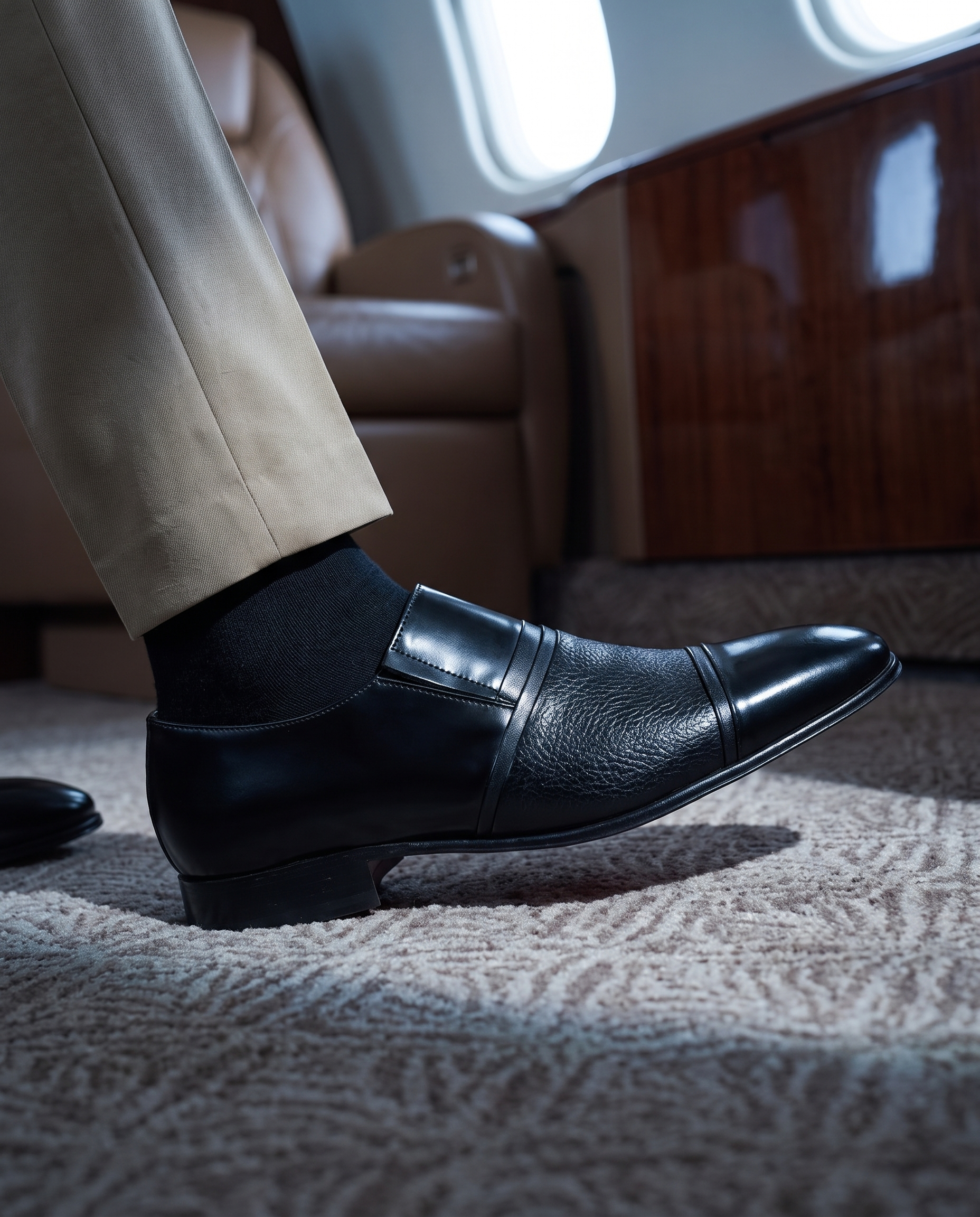 The Everest Black Leather Cap Toe Dress Loafer Men Shoe