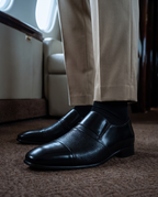 The Everest Black Leather Cap Toe Dress Loafer Men Shoe