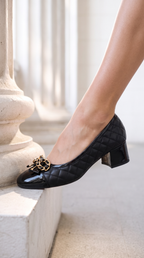 The Bellarose Black Quilted Leather Women Heel