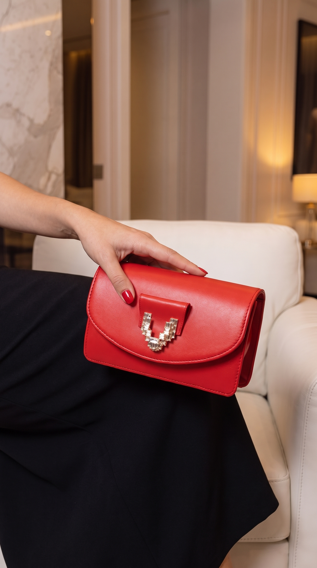 The Love Red Leather Block Heel Pump Women Shoe