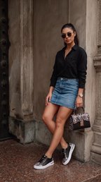 The Burano Black & White  Leather Women Sneaker