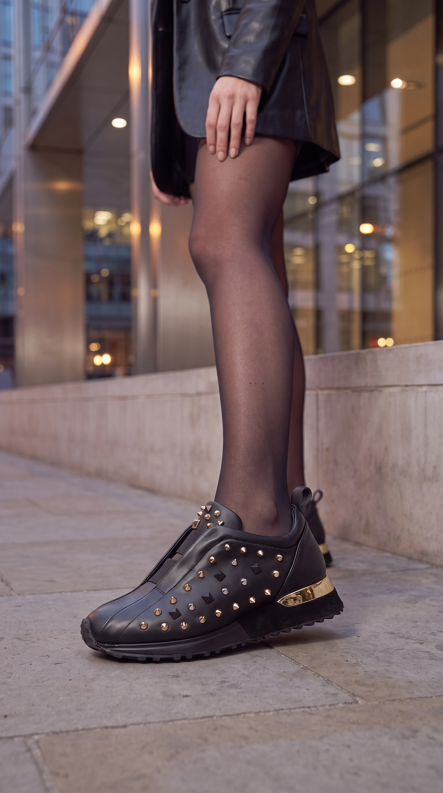 The Infanta Black Spike Leather Women Sneaker Limited Edition