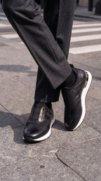 The Arcadia Black Leather Men Sneaker