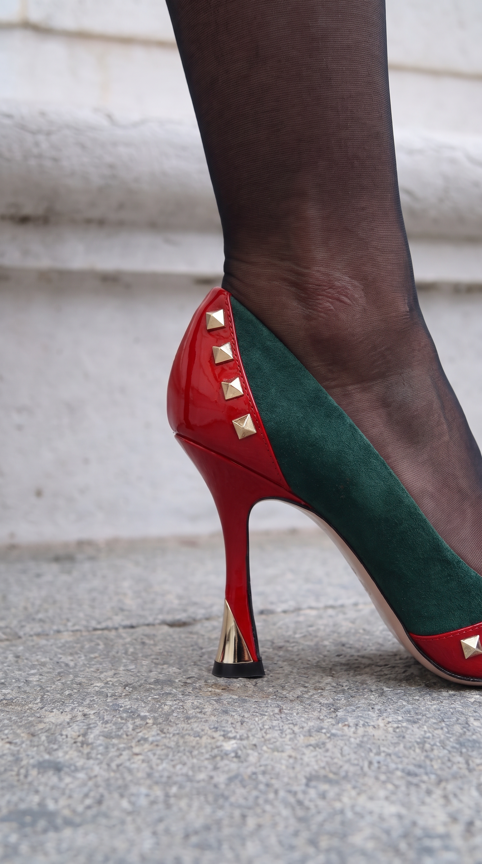 The Bella Vita Studded Red & Green Leather Pump Women Shoe