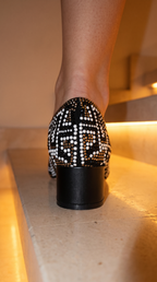 Nampula Crystal-Embellished Black Leather Women Pump