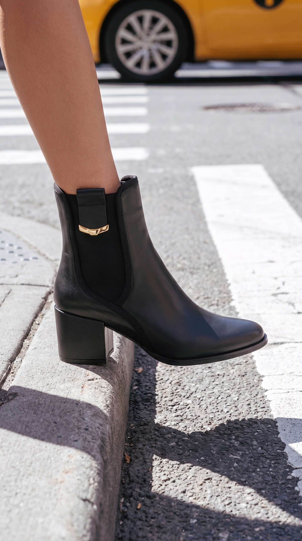 The Kensington Black Leather Block Heel Women’s Mid-Calf Boot