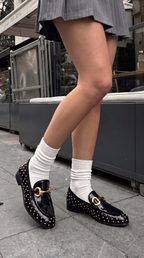 The Jupiter  Shoe Black Spike Leather  Bit Dress Loafer Limited Edition Women  Shoe
