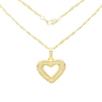 Cubic Zirconia 14K Gold Filled Double Layered Heart Pendant Necklace Set