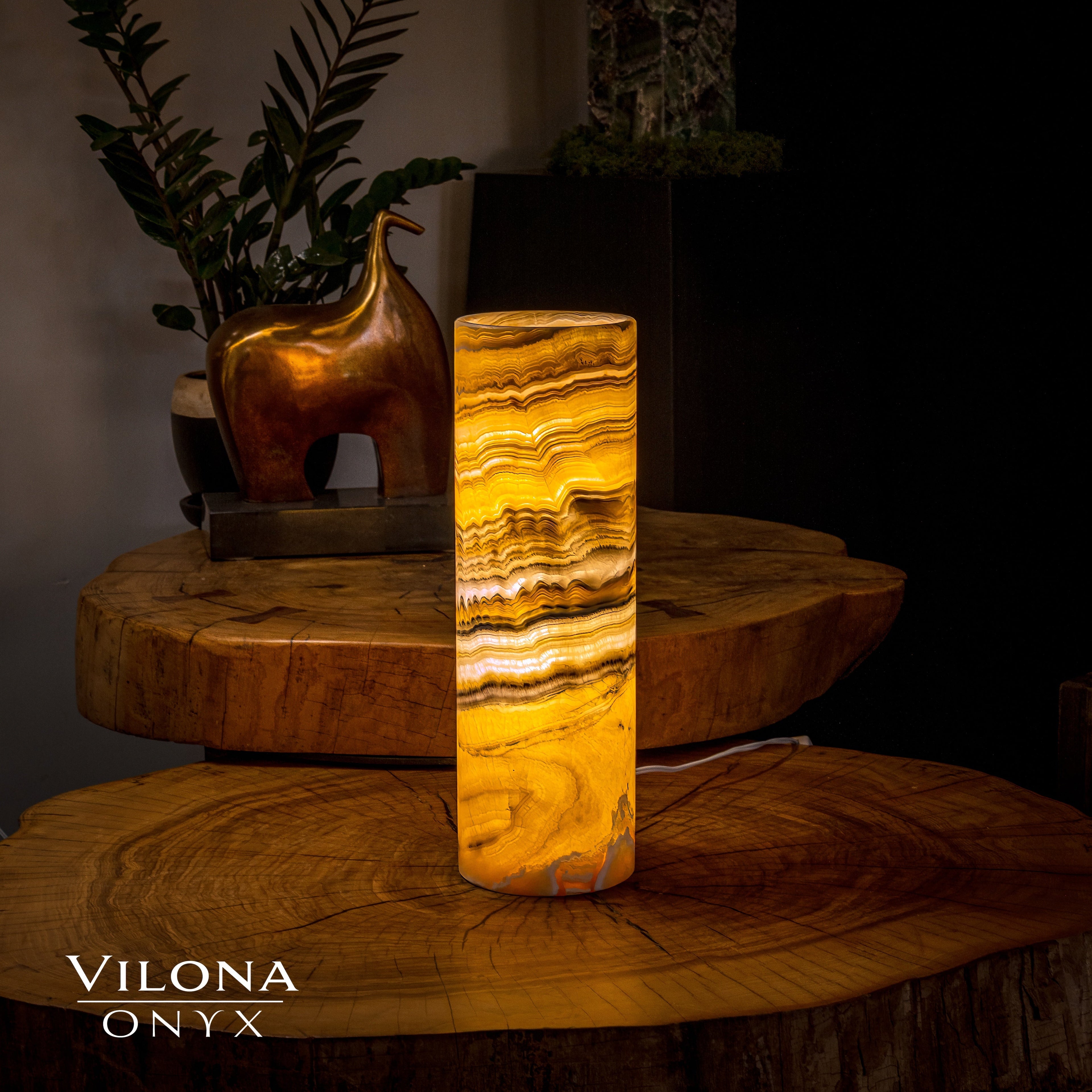 Honeycomb Onyx Table Lamp (Cylinder #8)