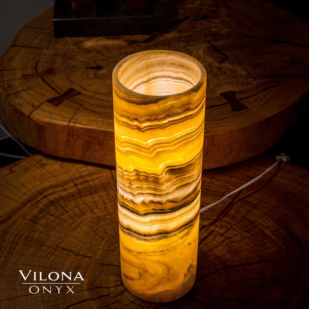 Honeycomb Onyx Table Lamp (Cylinder #8)