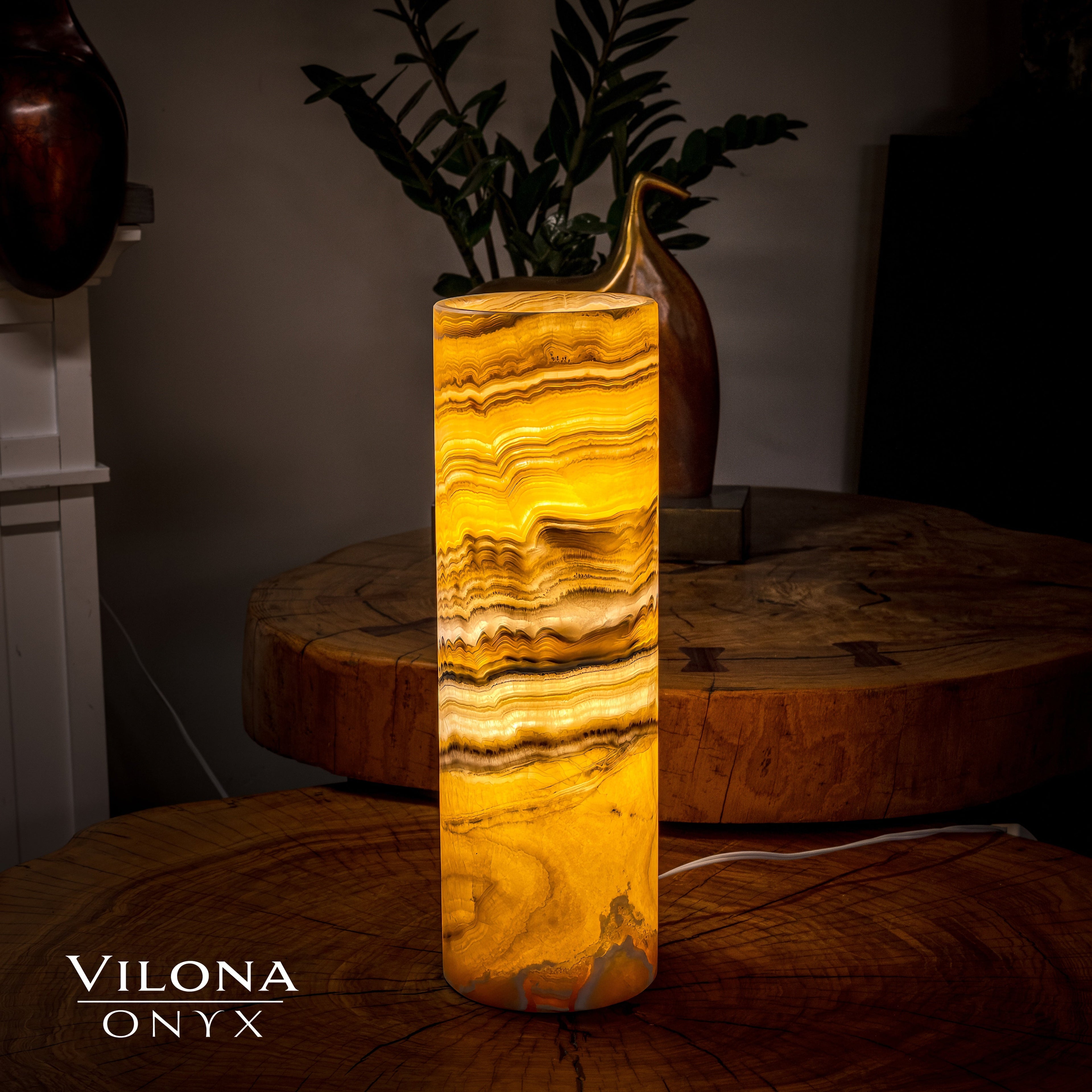 Honeycomb Onyx Table Lamp (Cylinder #8)