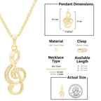 Cubic Zirconia 14K Gold Filled Music Note Pendant Necklace Set