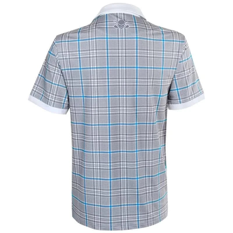 Plaid Cool-Stretch Men's Golf Shirt – Blue/Grey