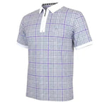 HT Plaid Cool-Stretch Men's Golf Shirt - Purple/Grey