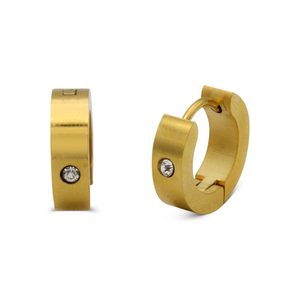 Cubic Zirconia Huggie Hoop Stainless Steel Earrings