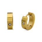 Cubic Zirconia Huggie Hoop Stainless Steel Earrings