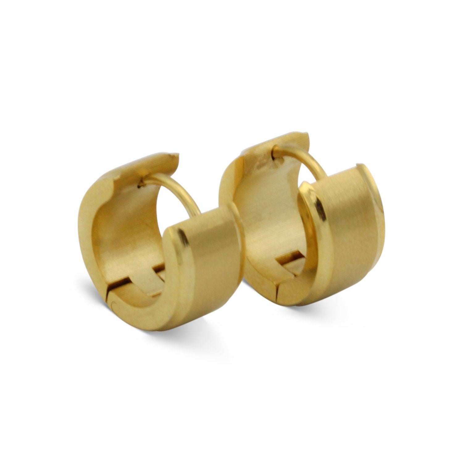 Huggie Hoop Earrings Stainless Steel with Beveled Edge