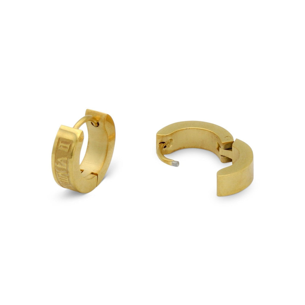 Huggie Hoop Stainless Steel Earrings with Roman Numeral Design