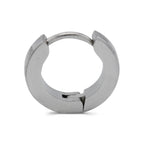 Huggie Hoop Earrings Stainless Steel with Beveled Edge