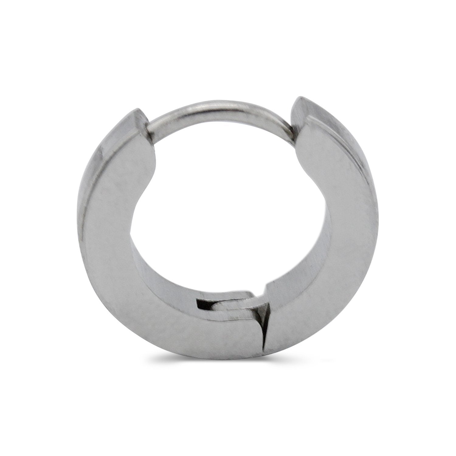 Huggie Hoop Earrings Stainless Steel with Beveled Edge