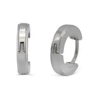 Huggie Hoop Earrings Stainless Steel with Beveled Edge