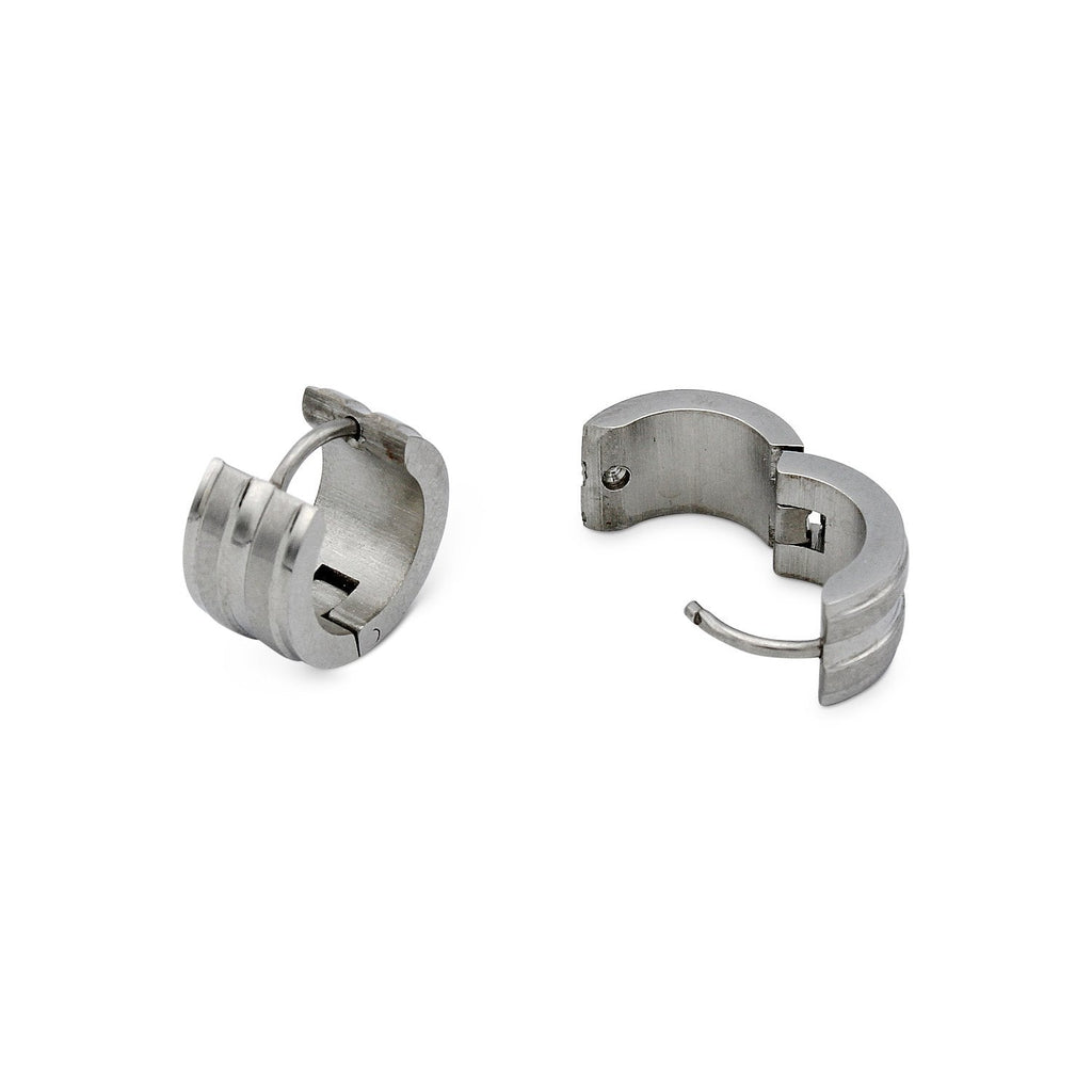 Wide Huggie Hoop Stainless Steel Earrings