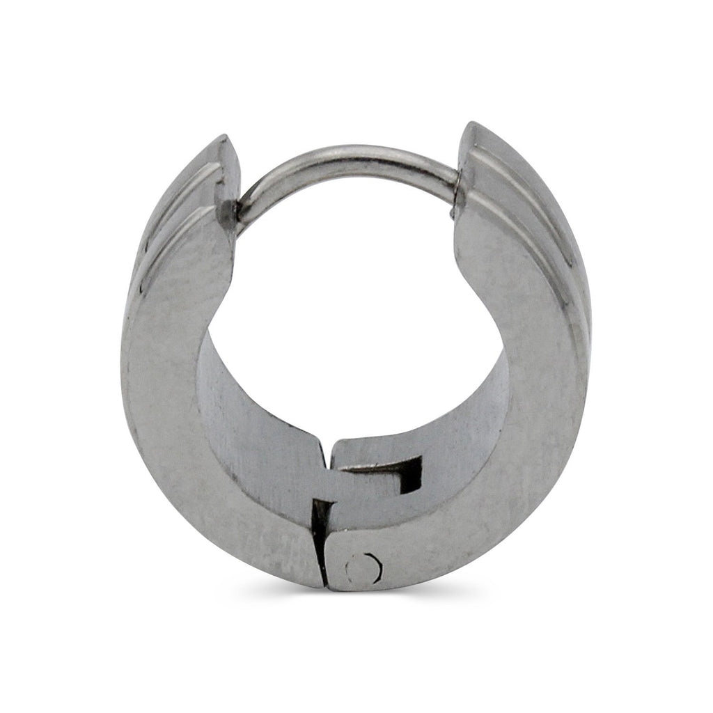 Wide Huggie Hoop Stainless Steel Earrings