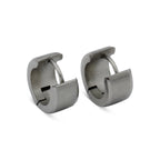 Huggie Hoop Earrings Stainless Steel with Beveled Edge