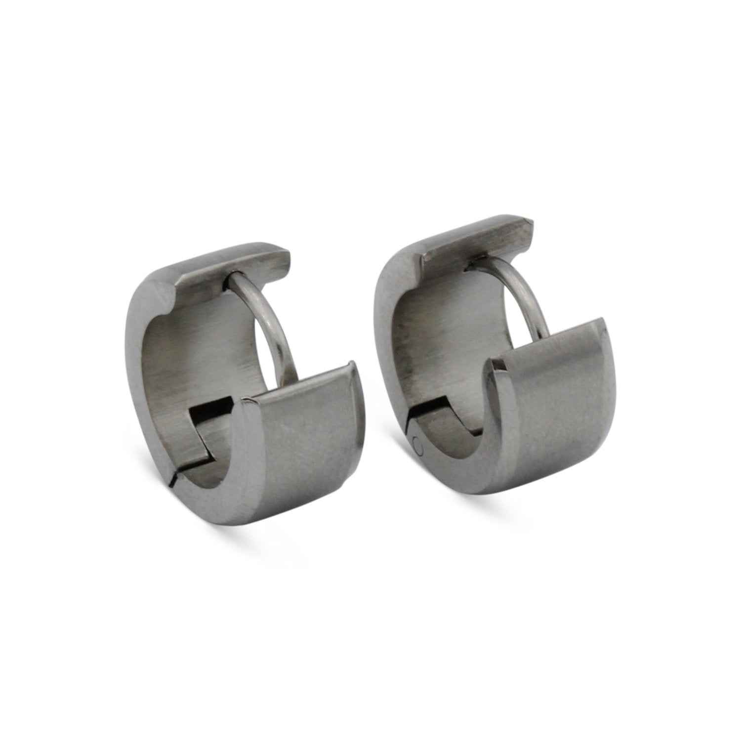 Huggie Hoop Earrings Stainless Steel with Beveled Edge