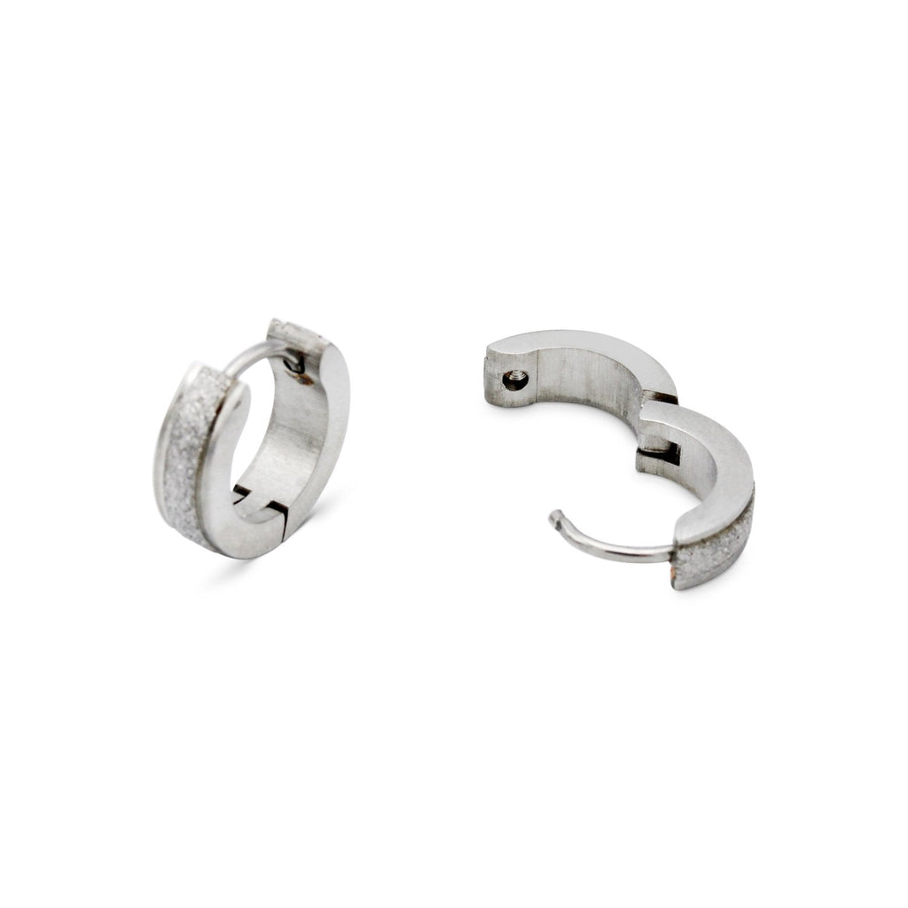 Huggie Hoop Earrings Stainless Steel Sandblasted Texture