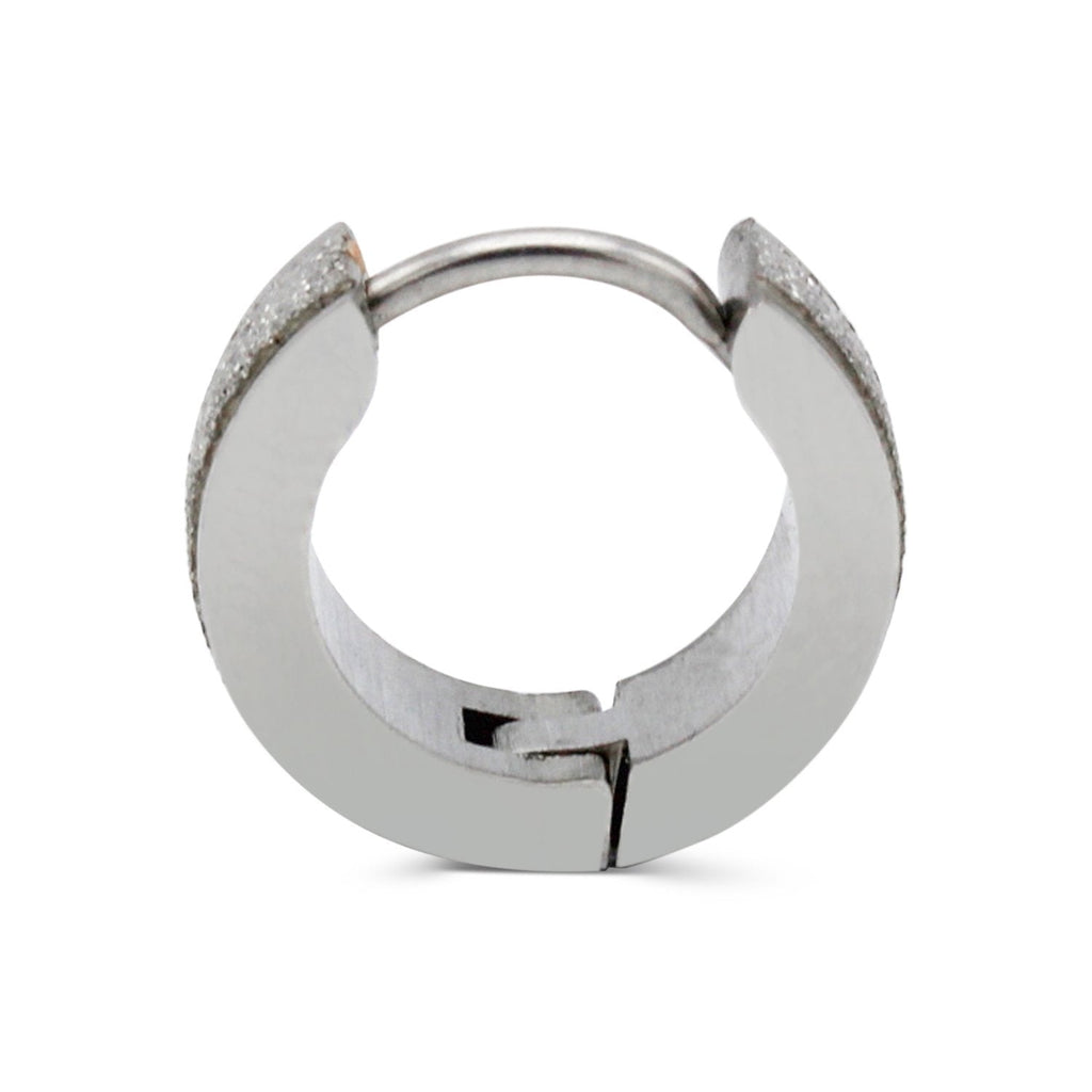 Huggie Hoop Earrings Stainless Steel Sandblasted Texture