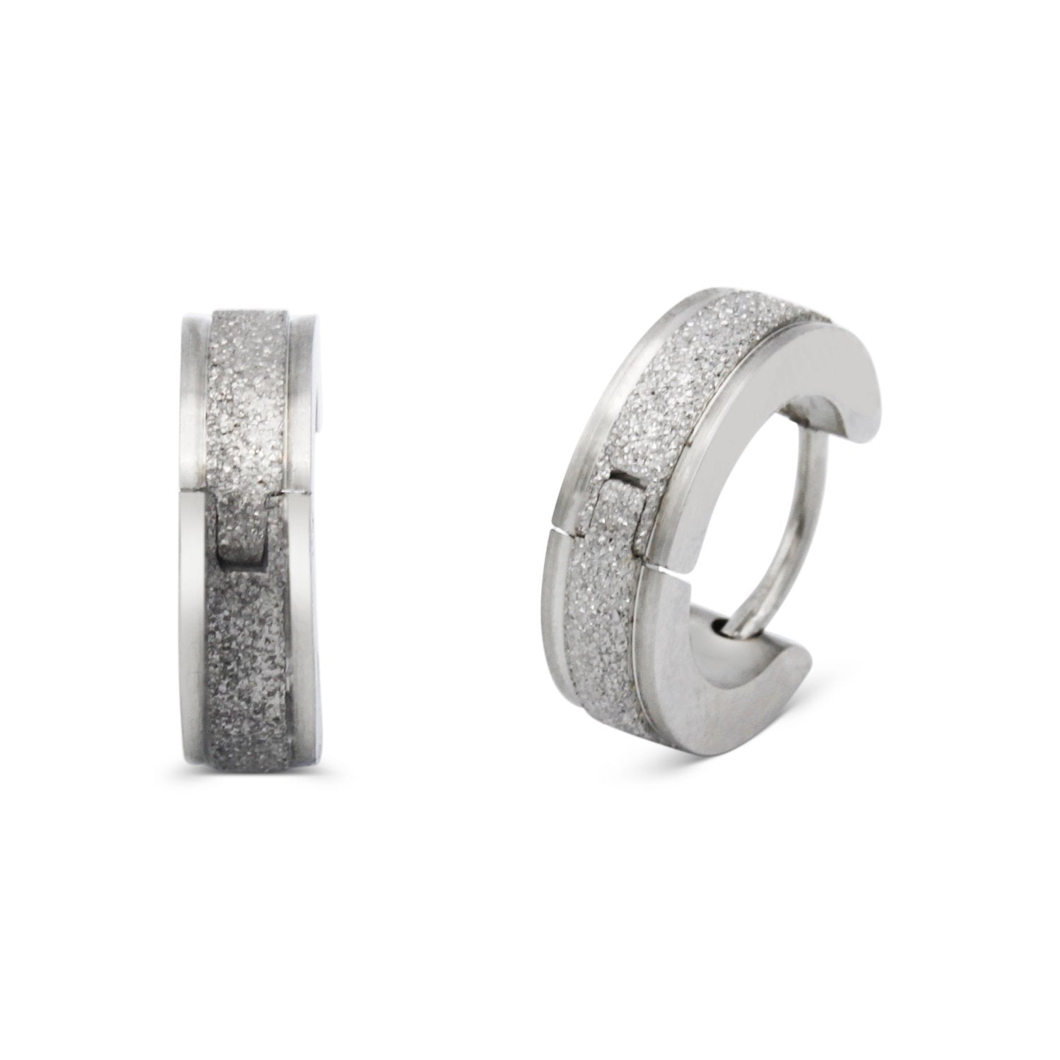 Huggie Hoop Earrings Stainless Steel Sandblasted Texture
