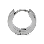 Huggie Hoop Earrings Stainless Steel with Beveled Edge