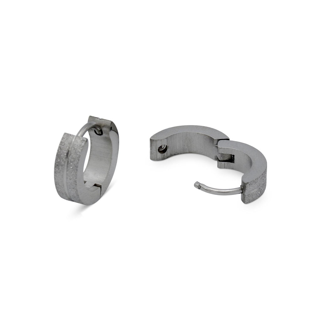 Huggie Hoop Earrings Stainless Steel Sandblasted Texture