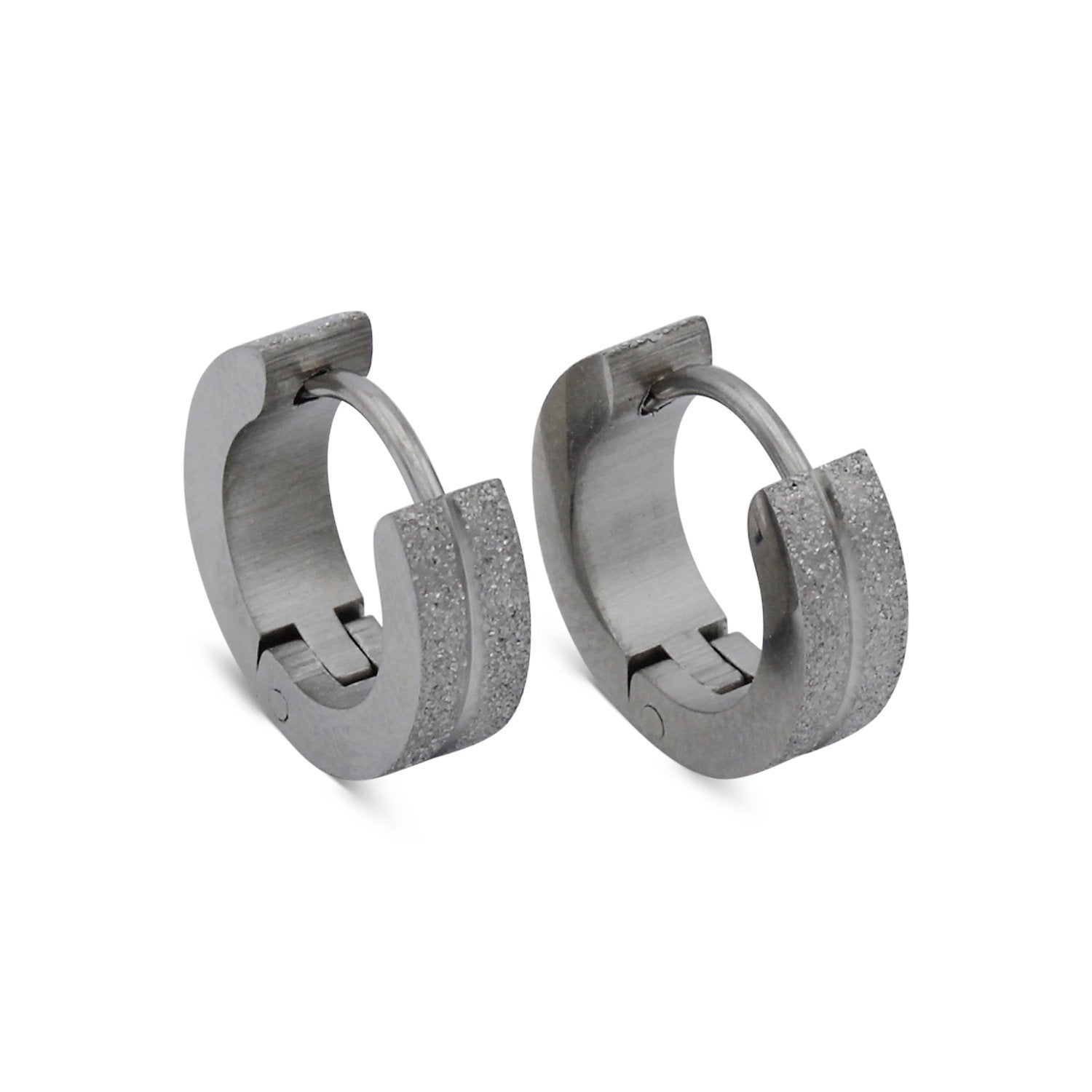 Huggie Hoop Earrings Stainless Steel Sandblasted Texture
