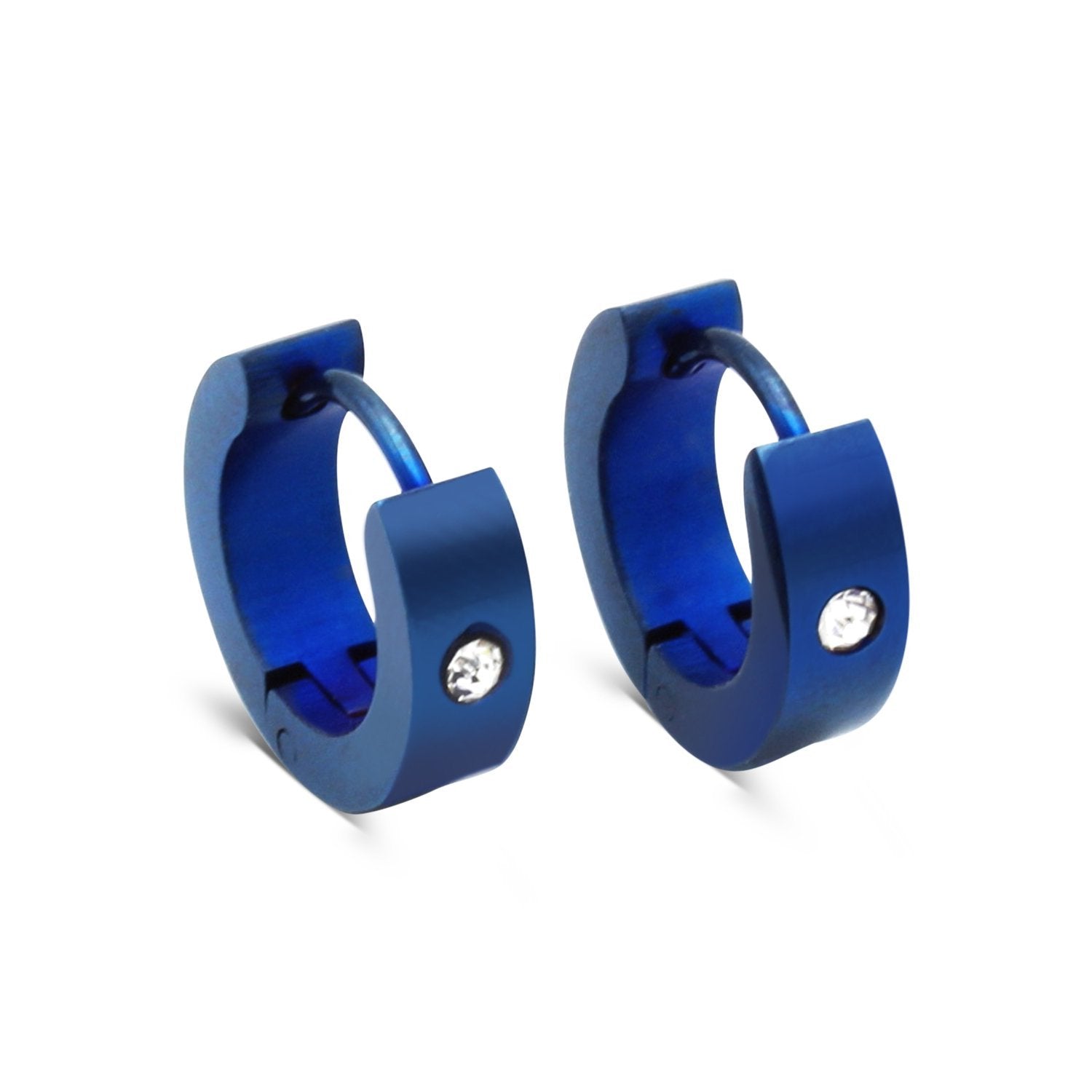 Cubic Zirconia Huggie Hoop Stainless Steel Earrings