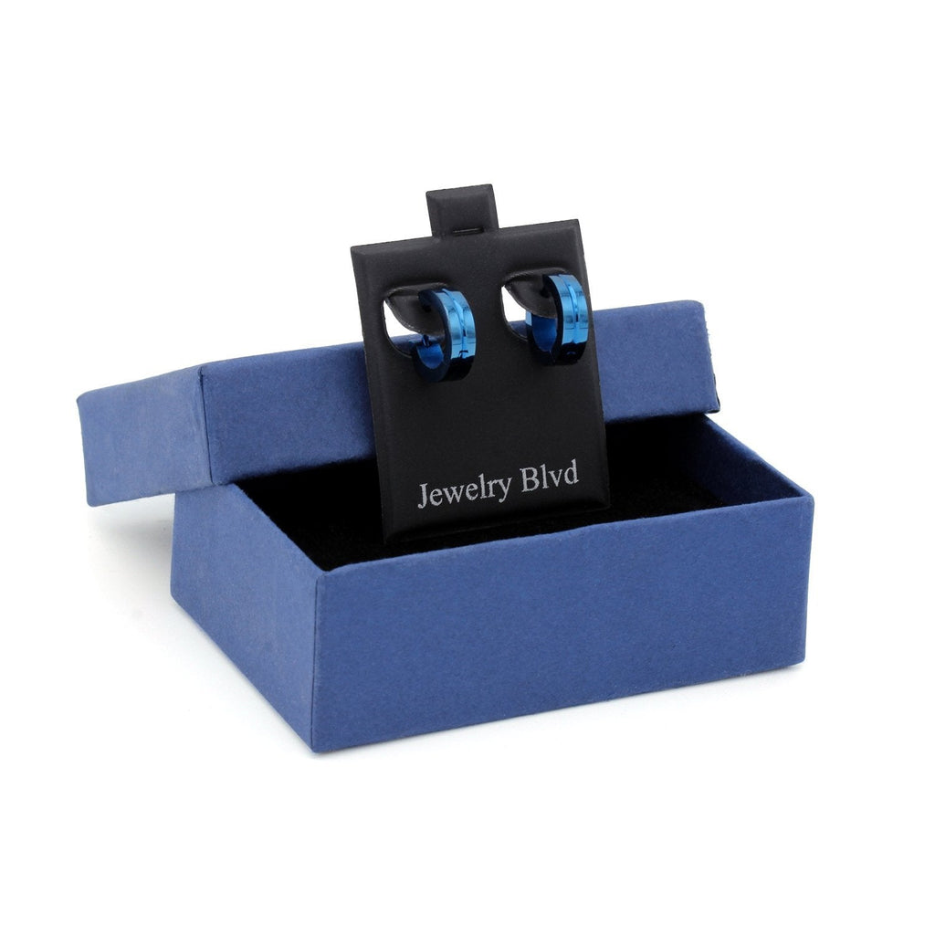 Huggie Hoop Stainless Steel Earrings Blue Designs