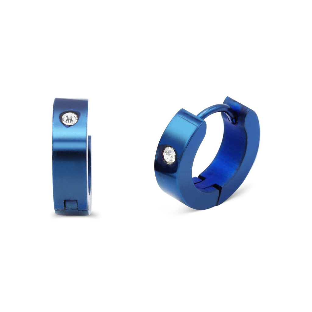 Cubic Zirconia Huggie Hoop Stainless Steel Earrings
