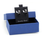 Huggie Hoop Stainless Steel Earrings with Black Stripes Design