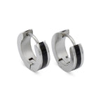 Huggie Hoop Stainless Steel Earrings with Black Stripes Design